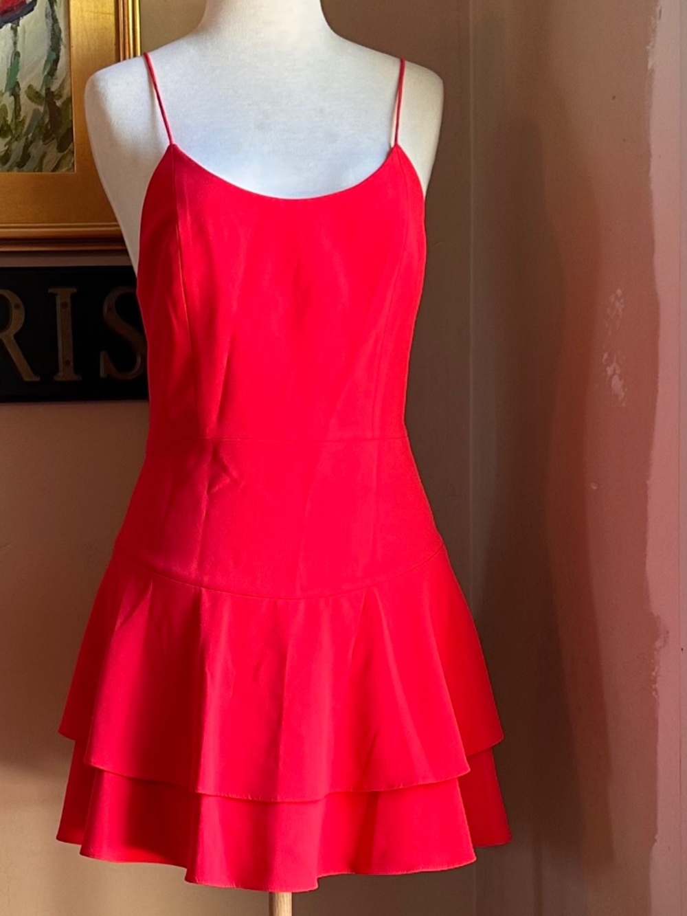 NWT Alice + Olivia Red Ruffle Mini Dress
